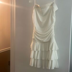 Off white strapless party dress, size Large, brand BCX